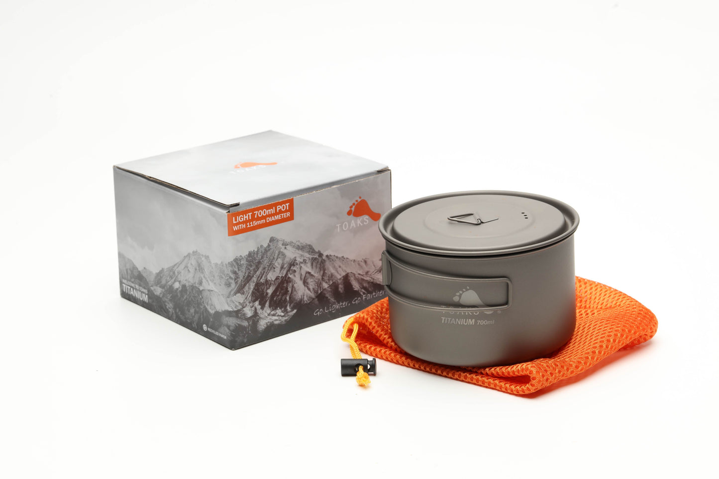 TOAKS アウトドア 軽量化 ウルトラライトチタンポット 700ml(蓋付き) POT-700-D115-L